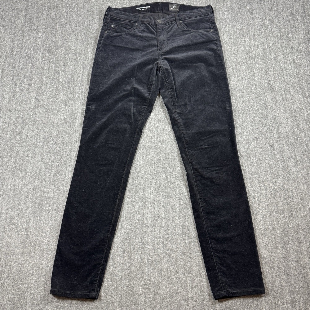 AG Adriano Goldschmied The Legging Ankle Jeans Womens 28R Black Corduroy Skinny
